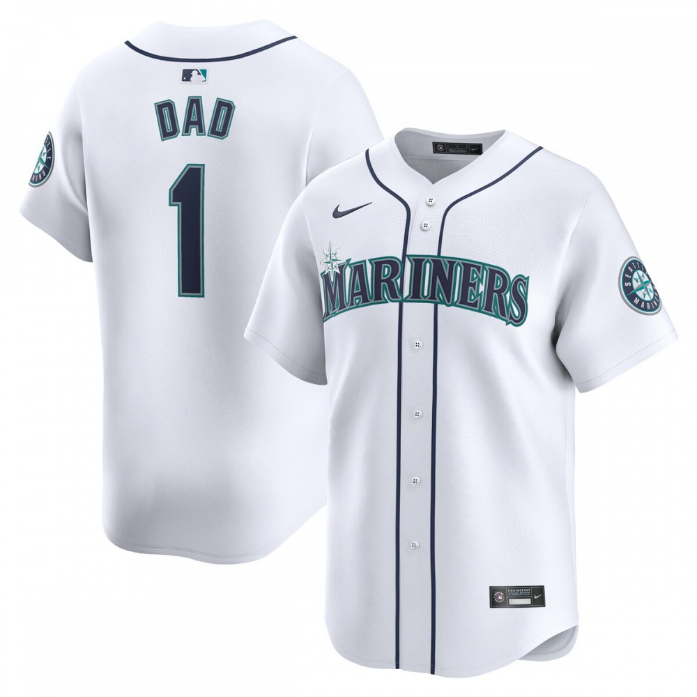 Seattle Mariners #1 Dad Home Limited Jersey - White-Pro Kit Vault | Brand New 26/27 Sports Jerseys